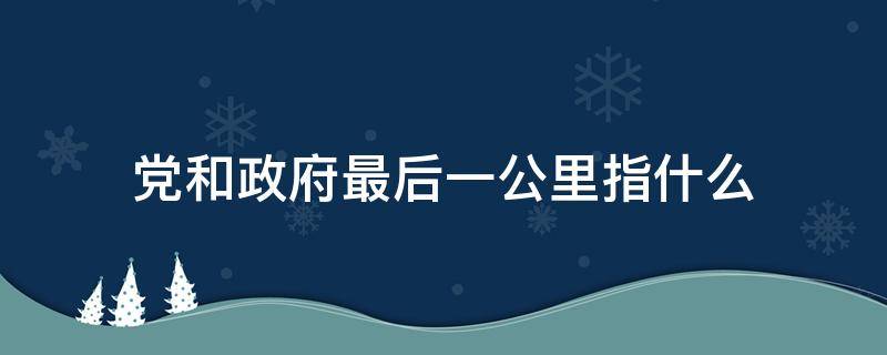 党和政府最后一公里指什么 党和政府联系最后一公里指的是什么