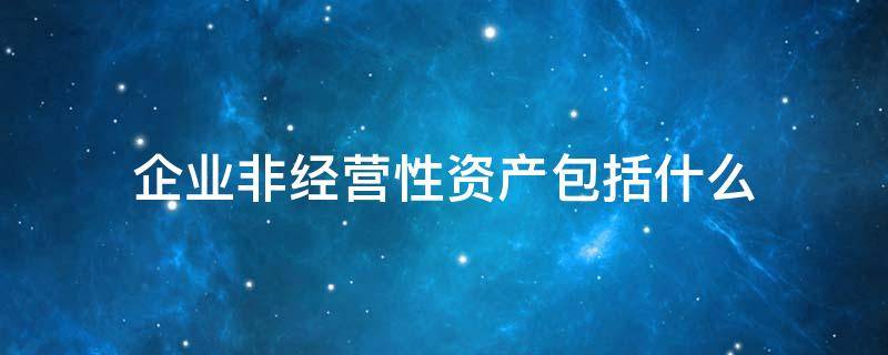 企业非经营性资产包括什么 什么是经营性资产和非经营性资产