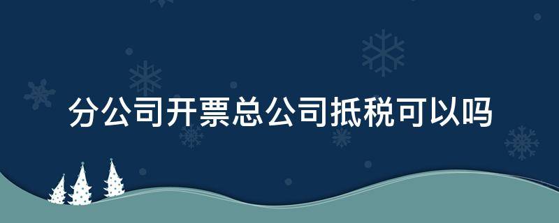 分公司开票总公司抵税可以吗 分公司能用总公司的税票抵扣吗?