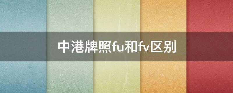 中港牌照fu和fv区别（fv车牌）