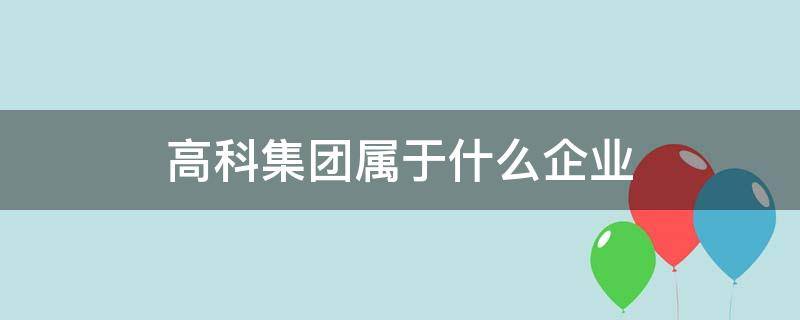 高科集团属于什么企业（高科是什么企业）