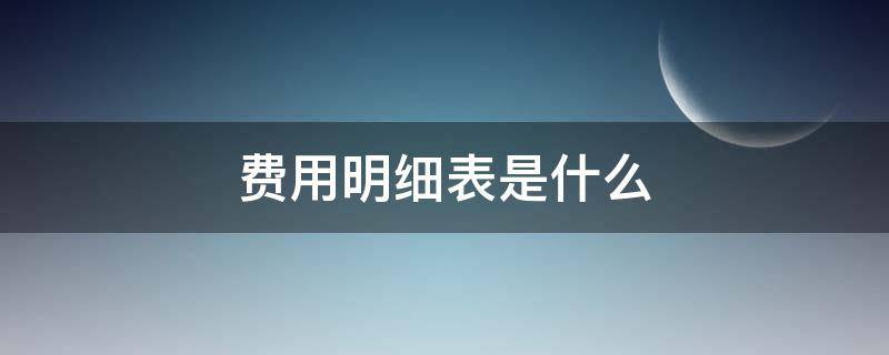 费用明细表是什么（费用明细表是什么表）