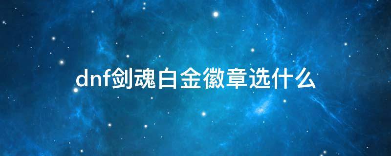 dnf剑魂白金徽章选什么 dnf剑魂白金徽章选什么2022