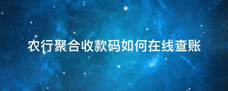 农行聚合收款码如何在线查账（农行聚合收款码怎么查一个月的收款）