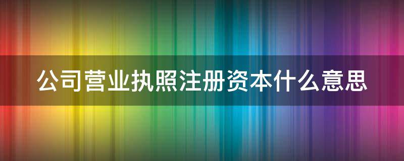 公司营业执照注册资本什么意思 公司营业执照的注册资本是什么意思