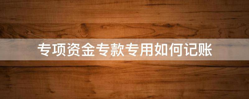 专项资金专款专用如何记账 专项资金专账核算