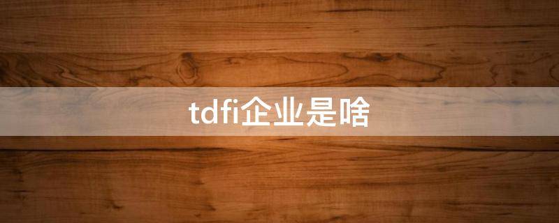 tdfi企业是啥 tdfi企业名单