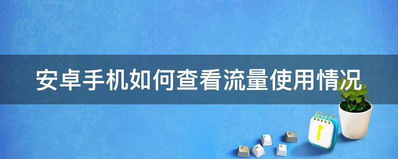 安卓手机如何查看流量使用情况（安卓手机怎样查看流量使用情况）