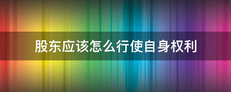 股东应该怎么行使自身权利 股东会不能行使的职权