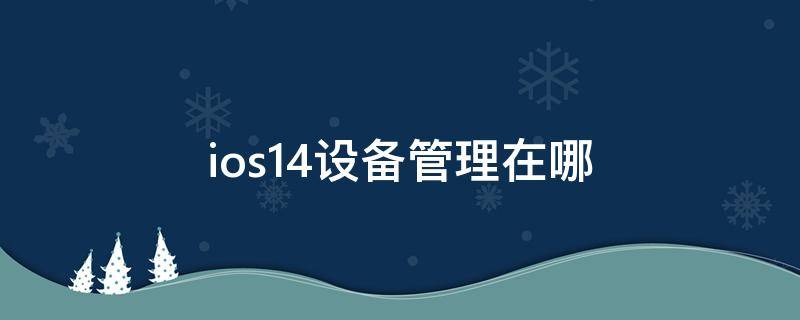 ios14设备管理在哪 ios14设备管理在哪儿