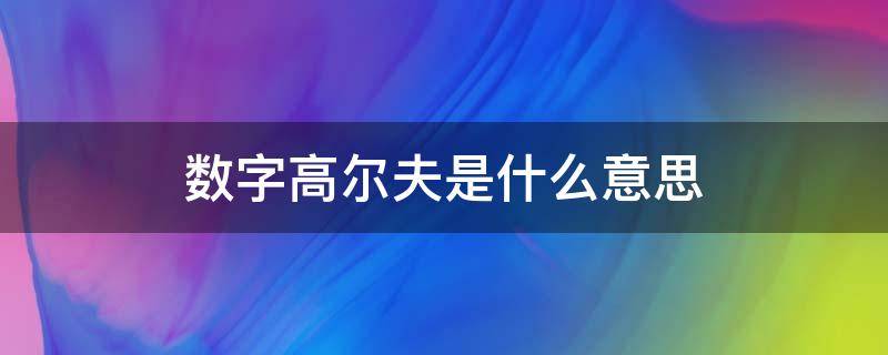 数字高尔夫是什么意思（高尔夫为什么叫数字高尔夫）