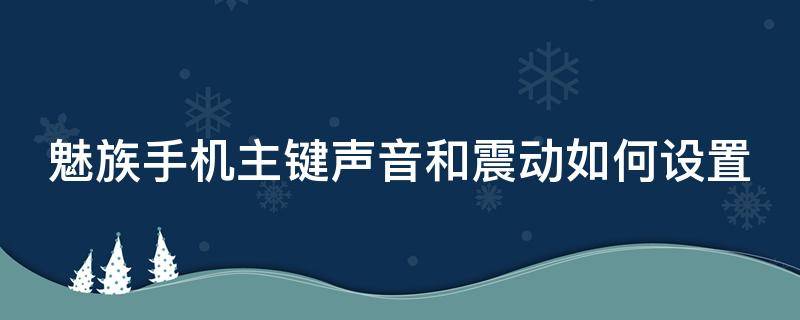 魅族手机主键声音和震动如何设置（魅族手机主键声音和震动如何设置的）