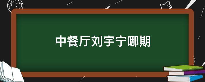 中餐厅刘宇宁哪期 中餐厅哪一季哪一期有刘宇宁