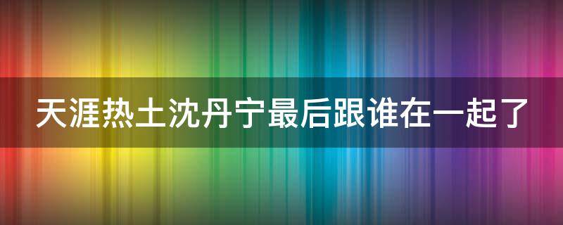 天涯热土沈丹宁最后跟谁在一起了 天涯热土丹宁最后和谁在一起了