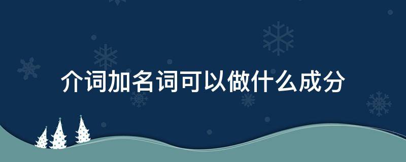 介词加名词可以做什么成分（介词后面加什么成分）