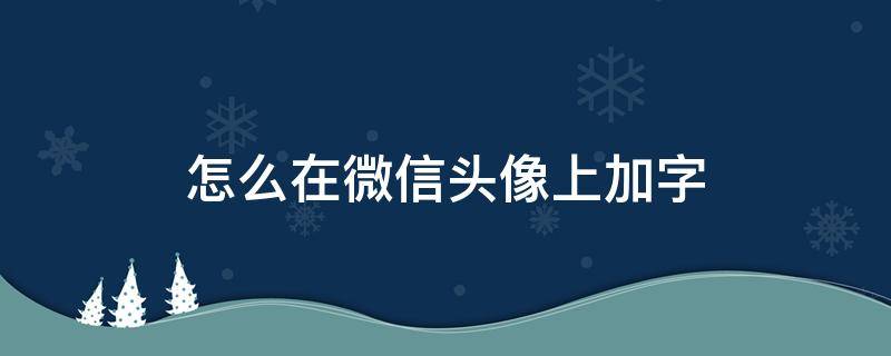 怎么在微信头像上加字（如何在微信头像上加字）