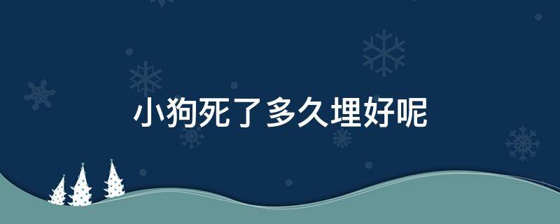 小狗死了多久埋好呢 狗狗死了多长时间可以埋