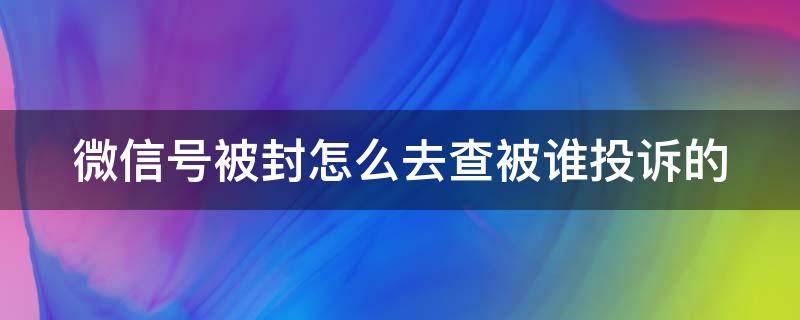 微信号被封怎么去查被谁投诉的（微信被投诉封号怎么知道是谁投诉的2020年）