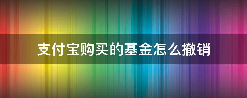 支付宝购买的基金怎么撤销 支付宝买的基金如何撤销