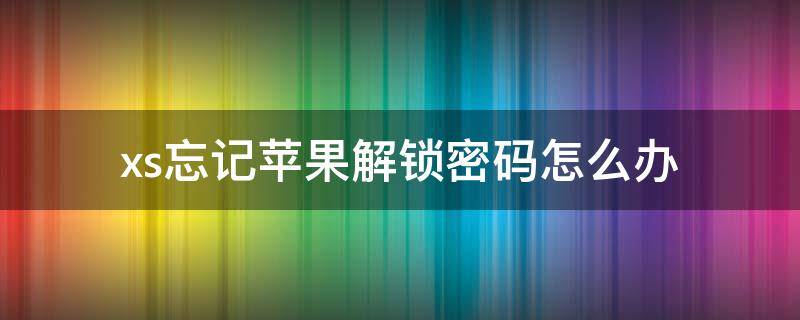 xs忘记苹果解锁密码怎么办（苹果xs手机忘记密码怎么解锁）