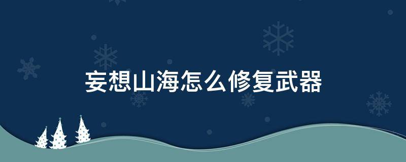 妄想山海怎么修复武器（妄想山海怎么修复武器的坚固值）