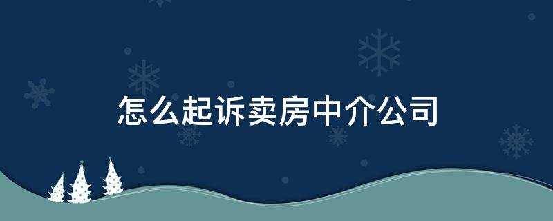 怎么起诉卖房中介公司（中介可以起诉买方和卖房吗）