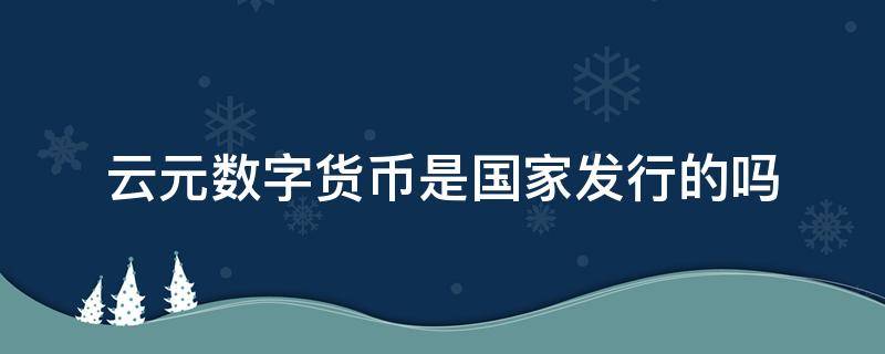 云元数字货币是国家发行的吗 云元是央行发行的数字货币吗