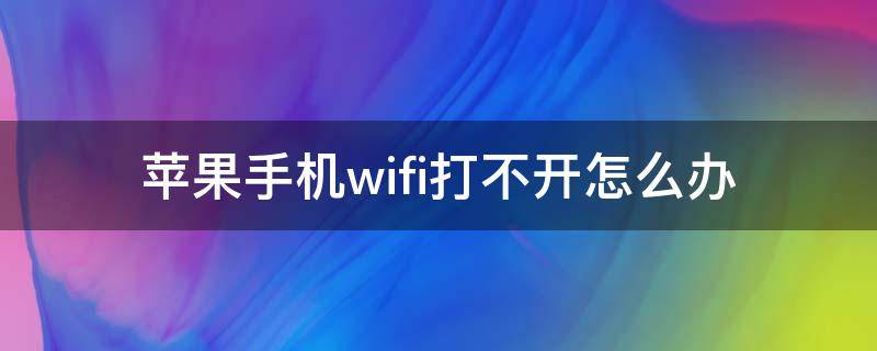 苹果手机wifi打不开怎么办（苹果的wifi打不开怎么办）