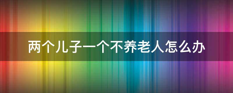 两个儿子一个不养老人怎么办 两个儿子一个儿子不养老人怎么办