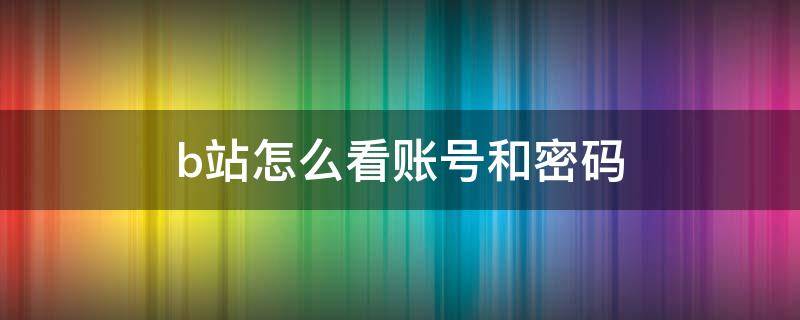 b站怎么看账号和密码 b站怎么看自己账号密码