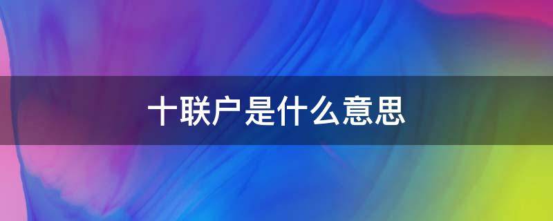 十联户是什么意思（一中心一张网十联户是什么意思）