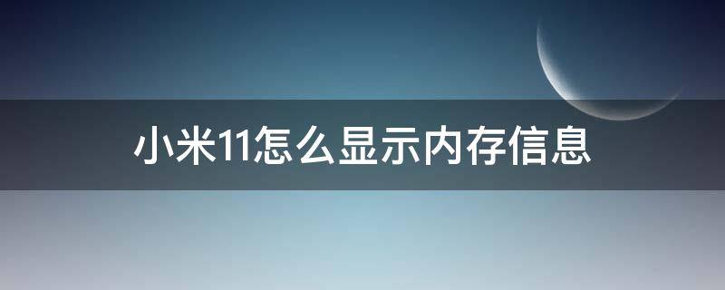 小米11怎么显示内存信息 小米11如何显示运存