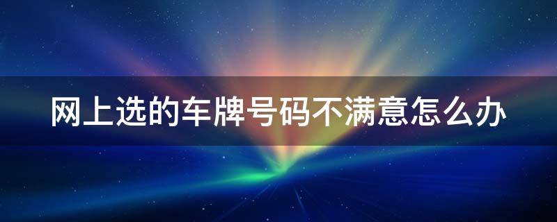 网上选的车牌号码不满意怎么办（在网上选了车牌号不满意 还可以去车管所选吗）