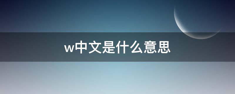w中文是什么意思（windy中文是什么意思）
