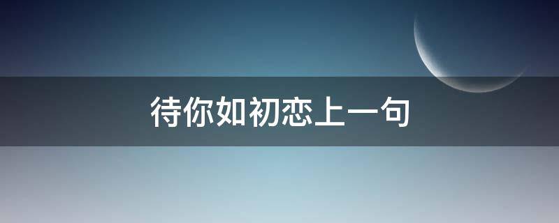 待你如初恋上一句（待你如初恋上一句同意句）