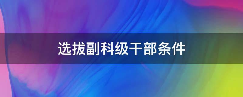 选拔副科级干部条件（副科级领导干部选拔条件）