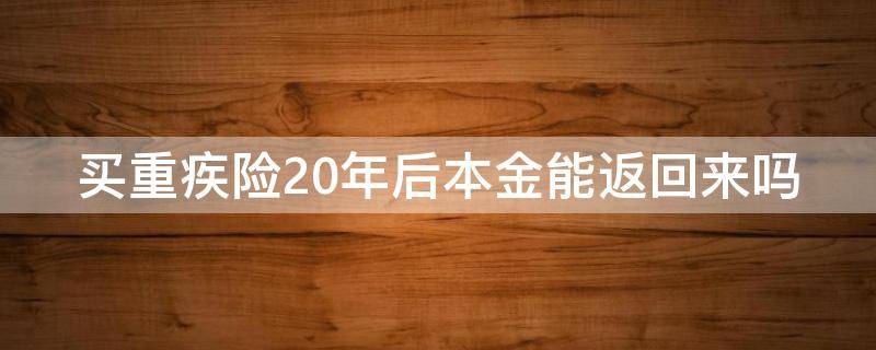 买重疾险20年后本金能返回来吗 买重疾险20年后,本金能返回来吗