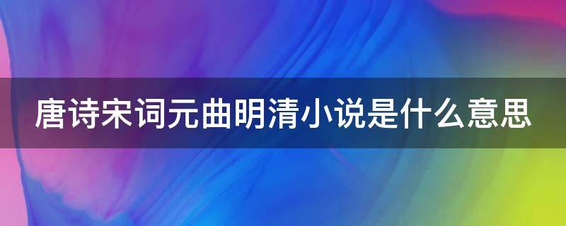 唐诗宋词元曲明清小说是什么意思（唐诗宋词元曲明清小说后面是什么）