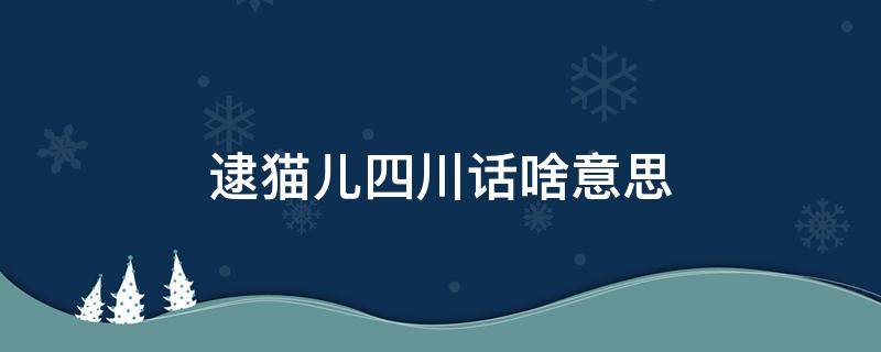 逮猫儿四川话啥意思 四川逮猫什么意思