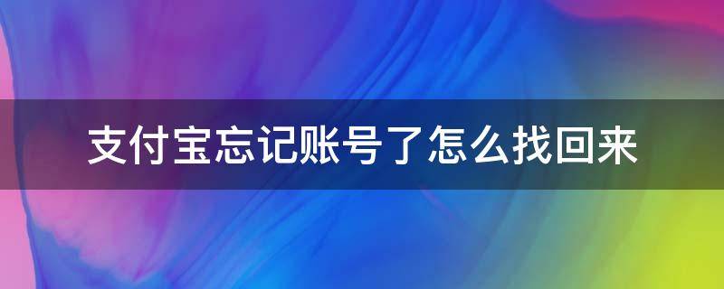 支付宝忘记账号了怎么找回来（我有个支付宝账号忘了怎么找回）