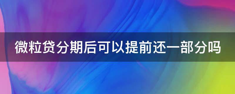 微粒贷分期后可以提前还一部分吗（微粒贷分期后可以提前还一部分吗利息）