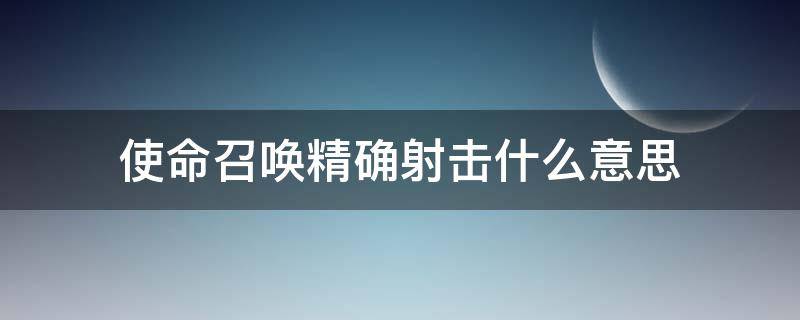 使命召唤精确射击什么意思 使命召唤里的精确射击是什么意思