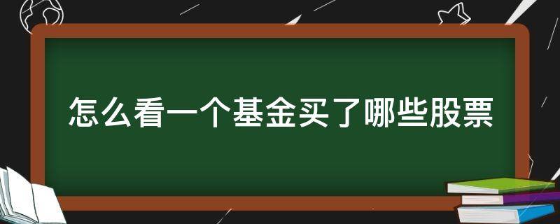 怎么看一个基金买了哪些股票（怎么看基金买入的股票）