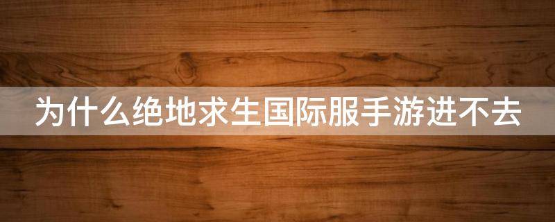 为什么绝地求生国际服手游进不去 为什么绝地求生国际服进不了