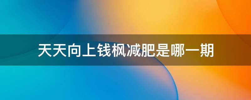 天天向上钱枫减肥是哪一期 天天向上钱枫减肥成功是哪一期
