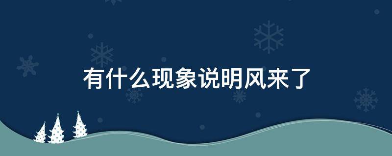 有什么现象说明风来了（哪些自然现象说明风来了）