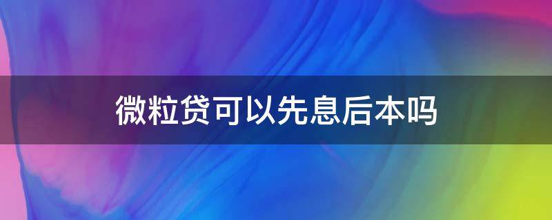 微粒贷可以先息后本吗 微粒贷能否先息后本