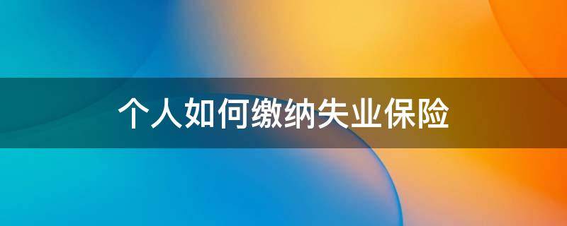 个人如何缴纳失业保险（失业人员保险如何缴纳）