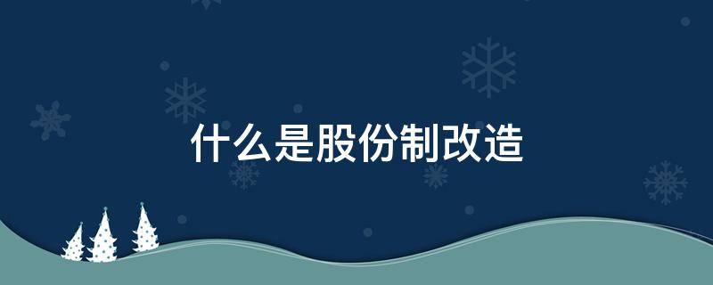 什么是股份制改造 什么叫股份制改造