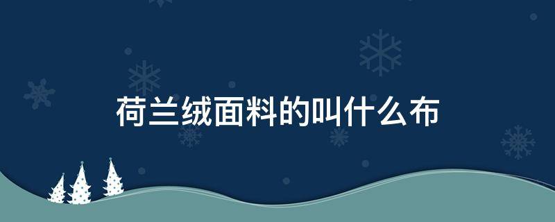 荷兰绒面料的叫什么布（荷兰绒布和意大利绒布哪个好）